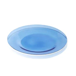 Assiette à dessert en verre bleu bord blanc Ø20cm^Gifi Online
