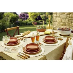 Assiette à dessert faïence Terracotta avec liseré crème^Gifi Discount