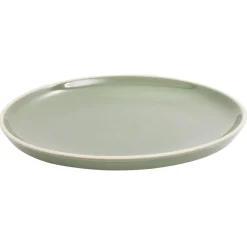 Assiette à dessert faïence vert avec liseré crème^Gifi Online