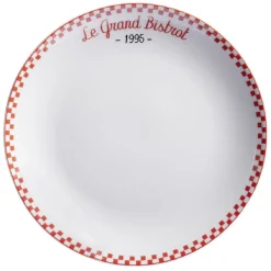 Assiette à dessert Le grand bistrot contour damier rouge blanc^Gifi Discount