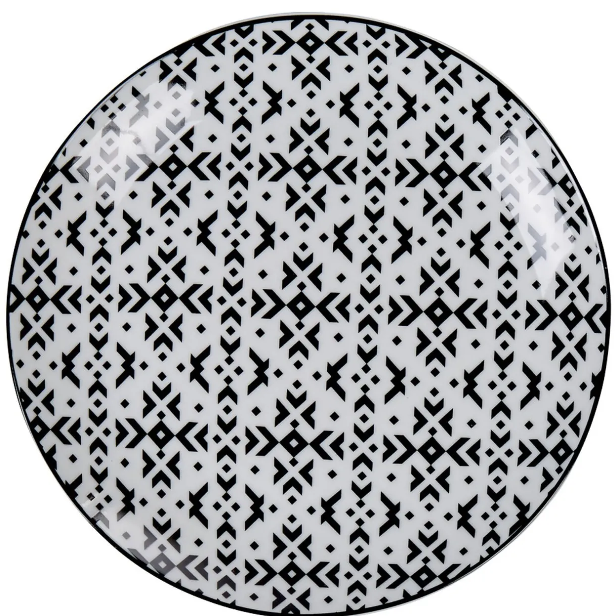 Assiette à dessert motif berbère noir et blanc^Gifi Discount