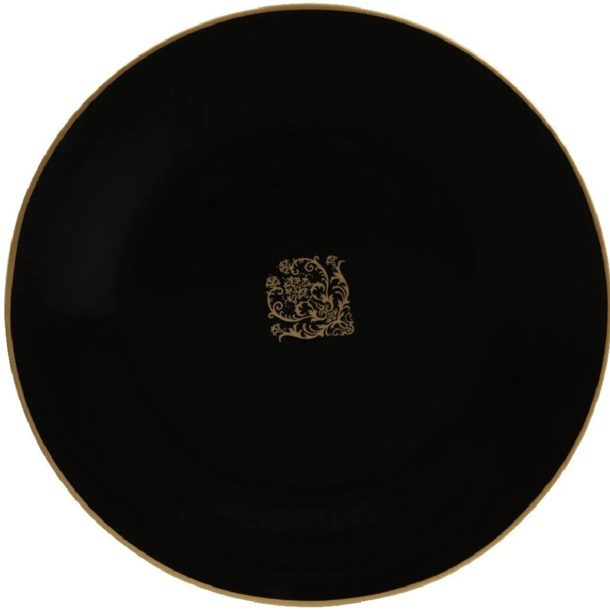 Assiette à dessert noire design médaillon doré^Gifi New