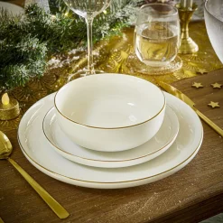 Assiette à dessert Oslo blanche bord doré Ø19cm^Gifi Sale