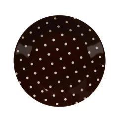 Assiette à dessert porcelaine chocolat pois ivoire^Gifi Discount