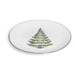 Assiette à dessert porcelaine blanche motif sapin de Noël Ø19cm^Gifi Outlet