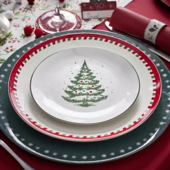 Assiette à dessert porcelaine blanche motif sapin de Noël Ø19cm^Gifi Outlet