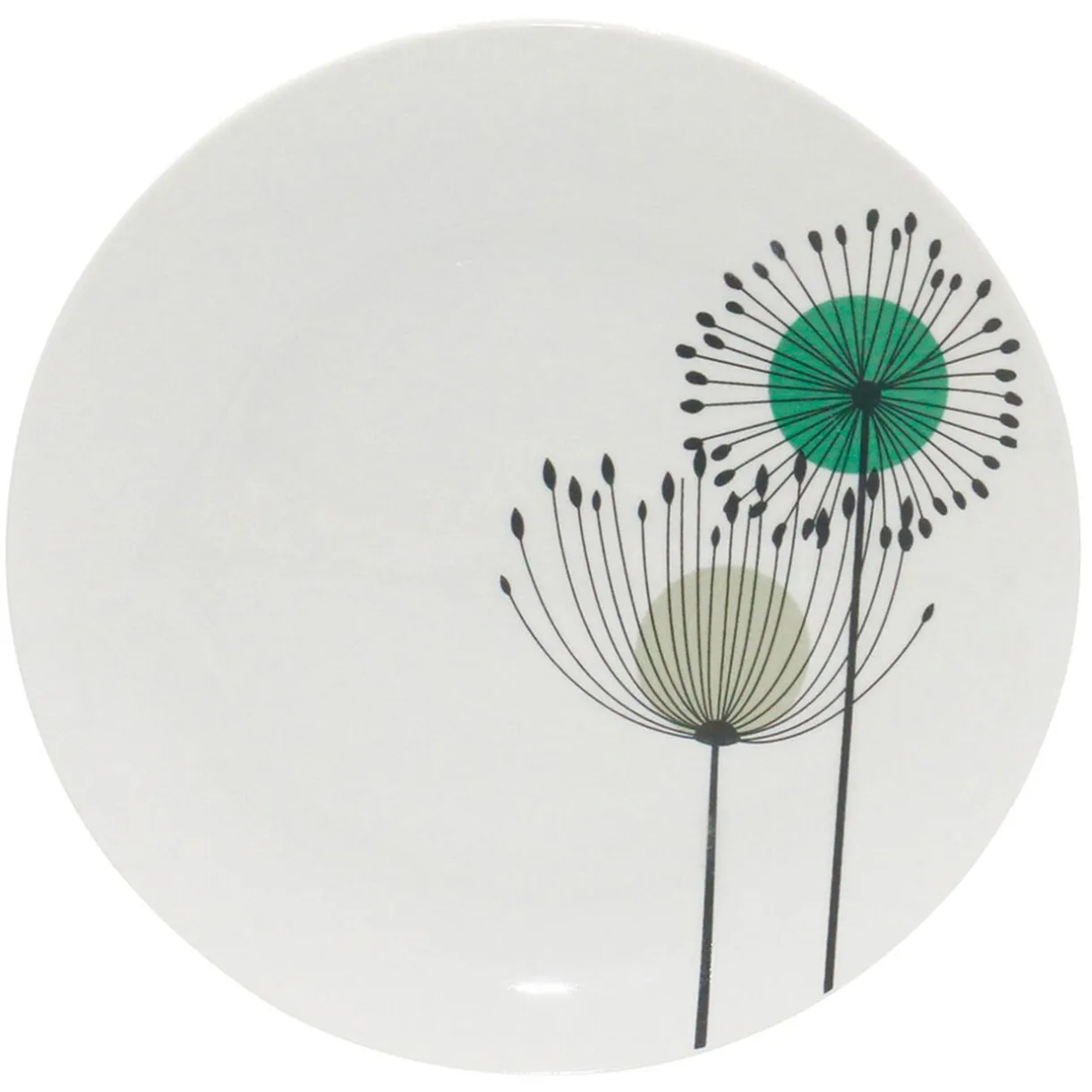 Assiette à dessert ronde aigrette pissenlit blanche^Gifi Online