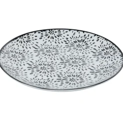 Assiette à dessert ronde blanche et noire Sara^Gifi Best