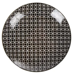 Assiette à dessert ronde blanche motif géométrique noir^Gifi