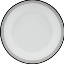 Assiette à dessert ronde blanche bordure gris noir Lizzy^Gifi Clearance