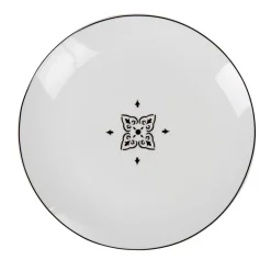 Assiette à dessert ronde carreaux de ciment blanc noir Dakar^Gifi Hot