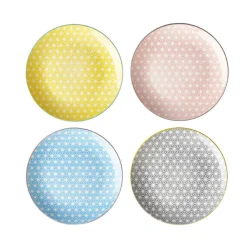Assiette à dessert ronde carreau de ciment multicolore x4^Gifi