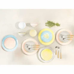 Assiette à dessert ronde carreau de ciment multicolore x4^Gifi