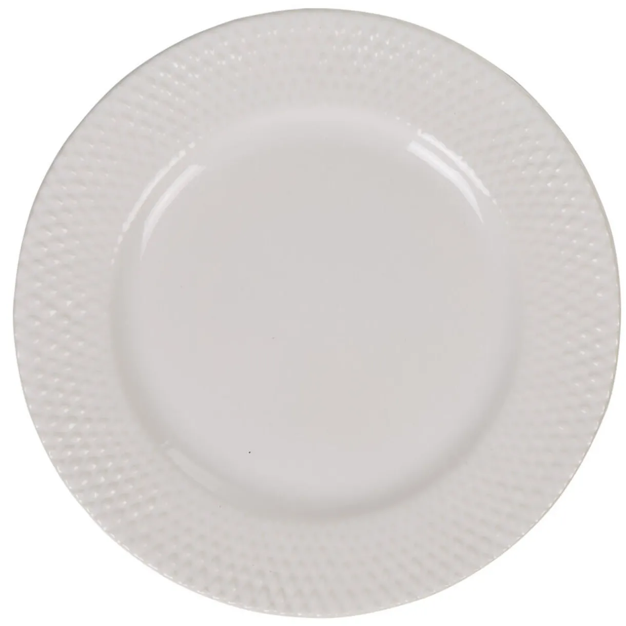 Assiette à dessert ronde céramique rebord embossé uni blanc^Gifi