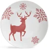 Assiette à dessert ronde Ø19,5cm motif cerf flocon blanc et rose^Gifi Sale