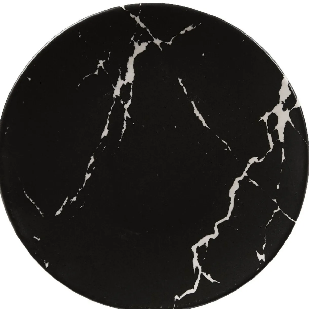 Assiette à dessert ronde décor marbre noir et blanc^Gifi Discount