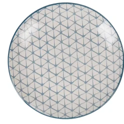 Assiette à dessert ronde motif géométrique bleu Urban^Gifi Online