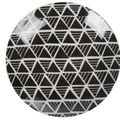 Assiette à dessert ronde porcelaine zig zag blanc gris^Gifi New