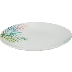 Assiette à dessert ronde porcelaine feuillage multicolore^Gifi