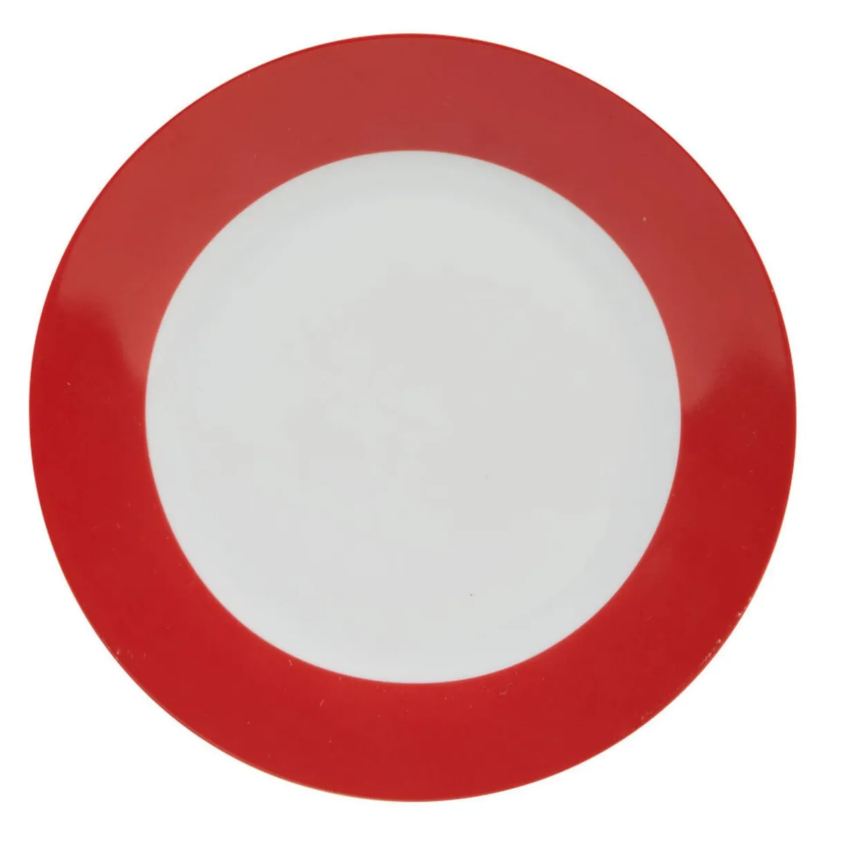 Assiette à dessert ronde rouge et blanche^Gifi Online