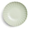 Assiette à soupe Venise rebord ondulé faïence vert sauge Ø20cm^Gifi