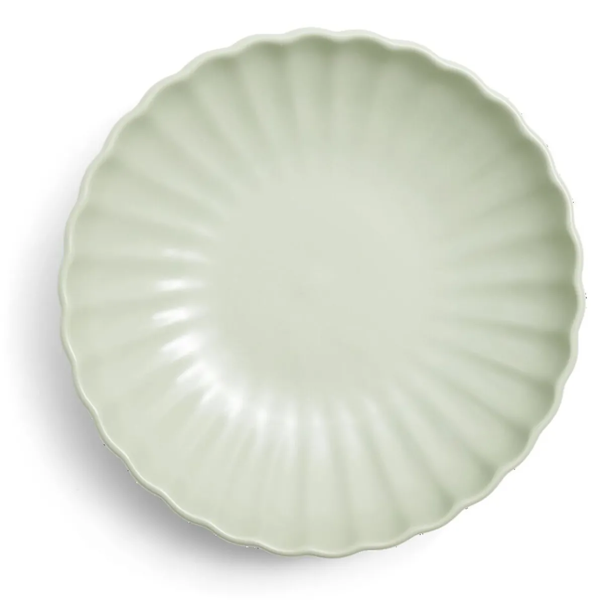 Assiette à soupe Venise rebord ondulé faïence vert sauge Ø20cm^Gifi