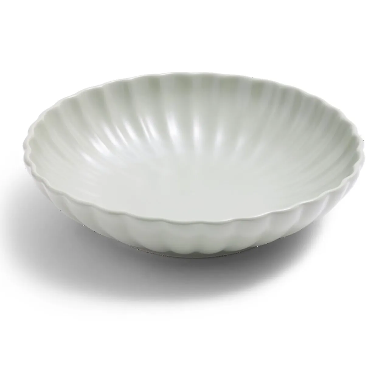 Assiette à soupe Venise rebord ondulé faïence vert sauge Ø20cm^Gifi