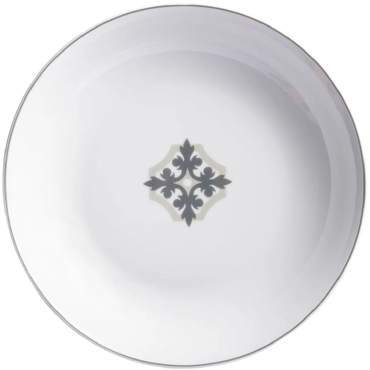 Assiette creuse blanche carreau de ciment motif flocon^Gifi New