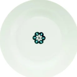 Assiette creuse blanche décor fleur bleue^Gifi Sale