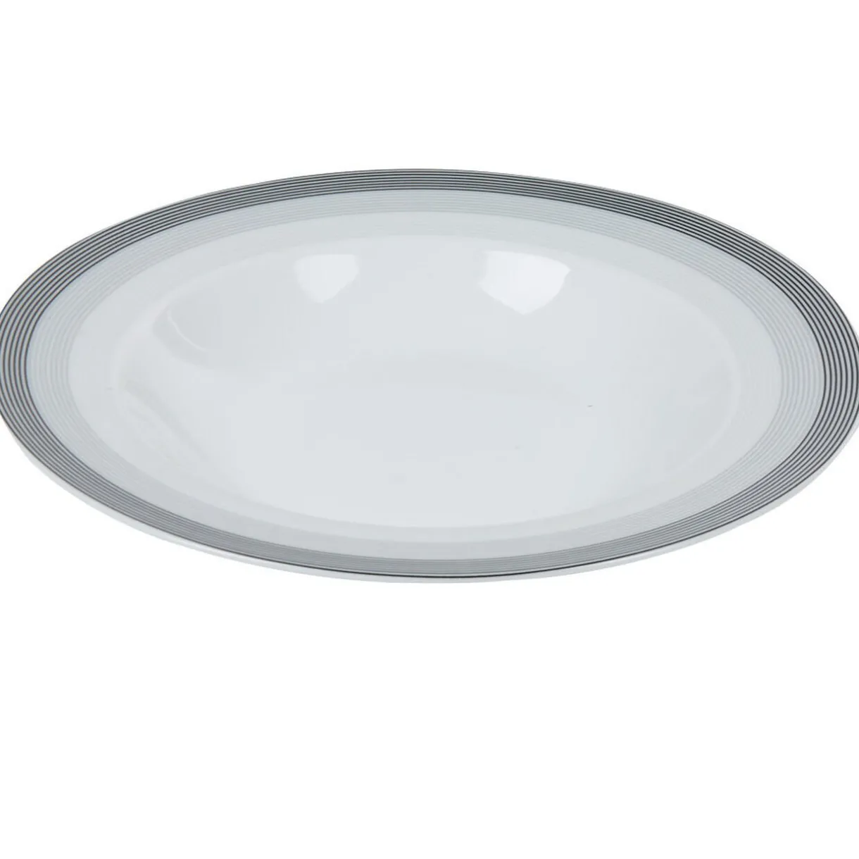 Assiette creuse blanche et grise Sérénité Rayures^Gifi Discount