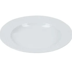 Assiette creuse blanche ronde aile damassée^Gifi Outlet
