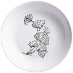 Assiette creuse décor fleur blanc noir^Gifi Outlet