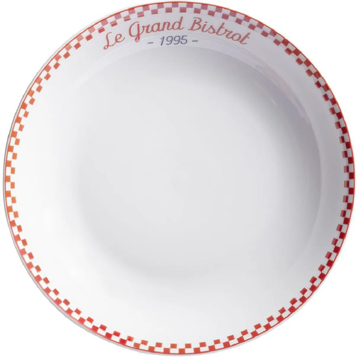 Assiette creuse Le grand bistrot contour damier rouge blanc^Gifi Best
