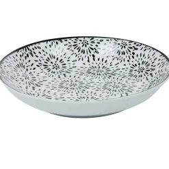 Assiette creuse ronde blanche et noire Sara^Gifi Discount