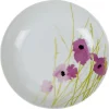 Assiette creuse ronde blanche motif pavot violet^Gifi Online