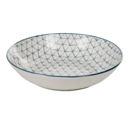 Assiette creuse ronde blanche motif géométrique bleu Urban^Gifi Sale