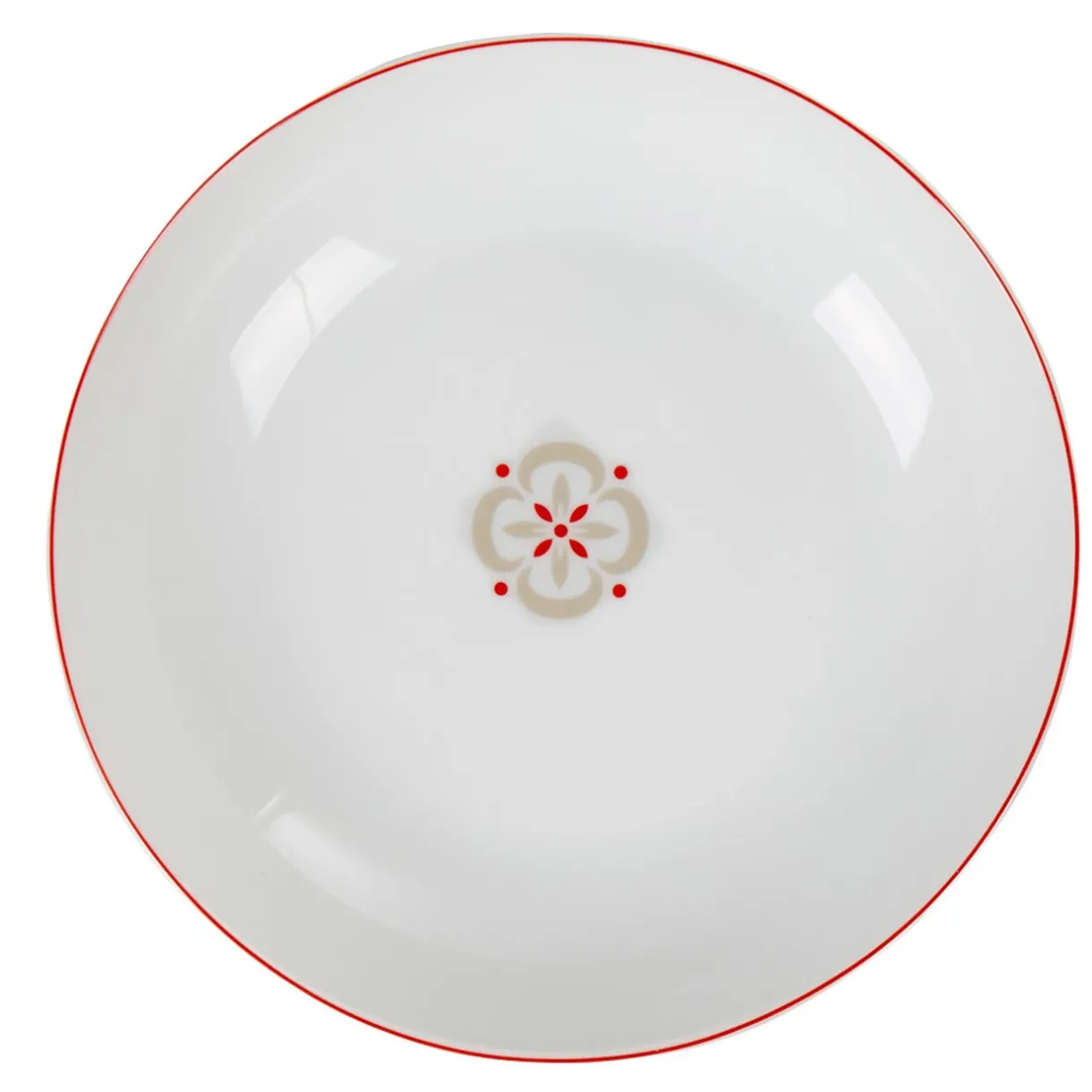 Assiette creuse ronde motif géométrique rouge gris campagne^Gifi Best
