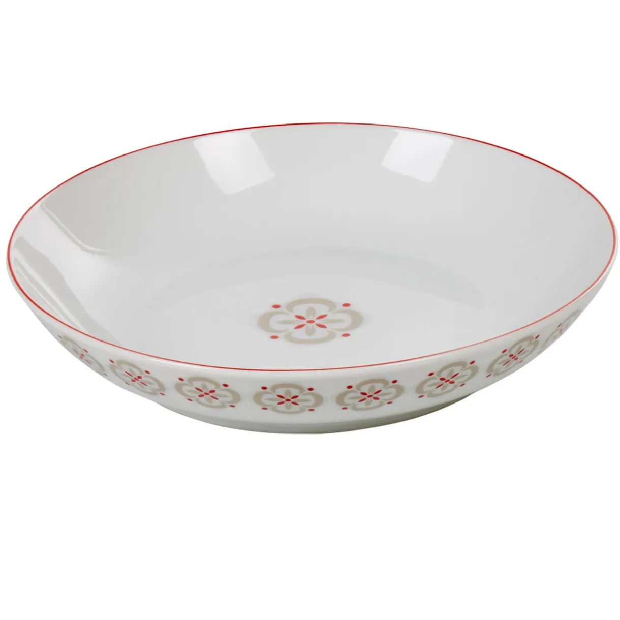 Assiette creuse ronde motif géométrique rouge gris campagne^Gifi Best