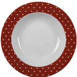 Assiette creuse rouge et blanc design coeurs^Gifi