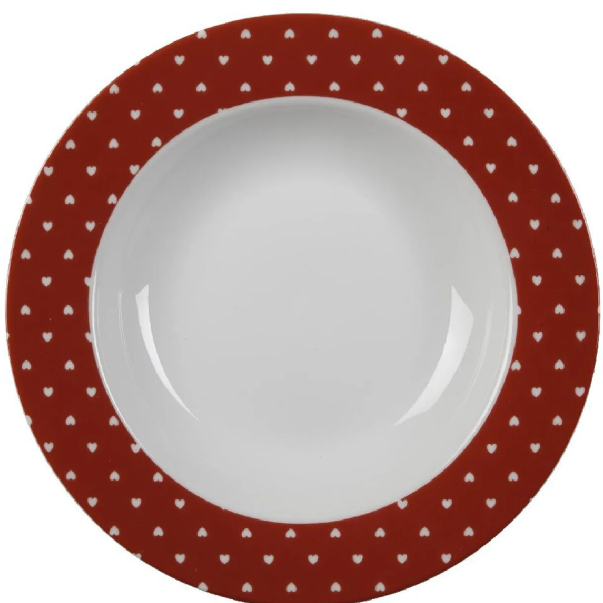 Assiette creuse rouge et blanc design coeurs^Gifi