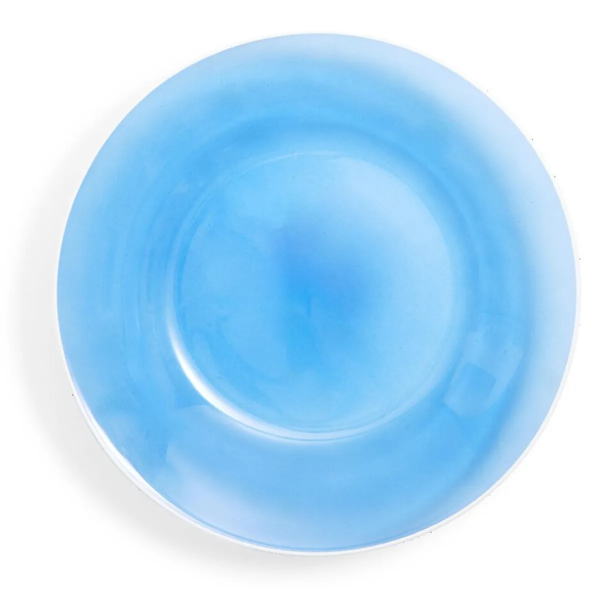 Assiette creuse verre bleu transparent liseré blanc Ø23cm^Gifi Outlet