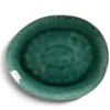 Assiette décore plate grès vert Ø28,5x24cm^Gifi Outlet