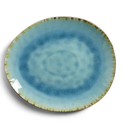 Assiette décore plate grès vert Ø28,5x24cm^Gifi Outlet