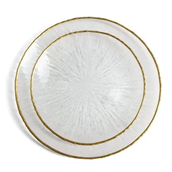 Assiette dessert ronde verre transparent rebord doré Ø21cm^Gifi New