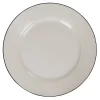 Assiette en faïence plate ronde blanche relief bord noir^Gifi Outlet