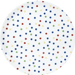 Assiette plastique blanche à pois multicolores^Gifi Sale