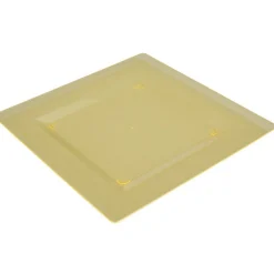 Assiette plastique plate carrée unie jaune x 10^Gifi New