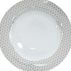 Assiette plate blanche bord design graphique cuivré^Gifi Best
