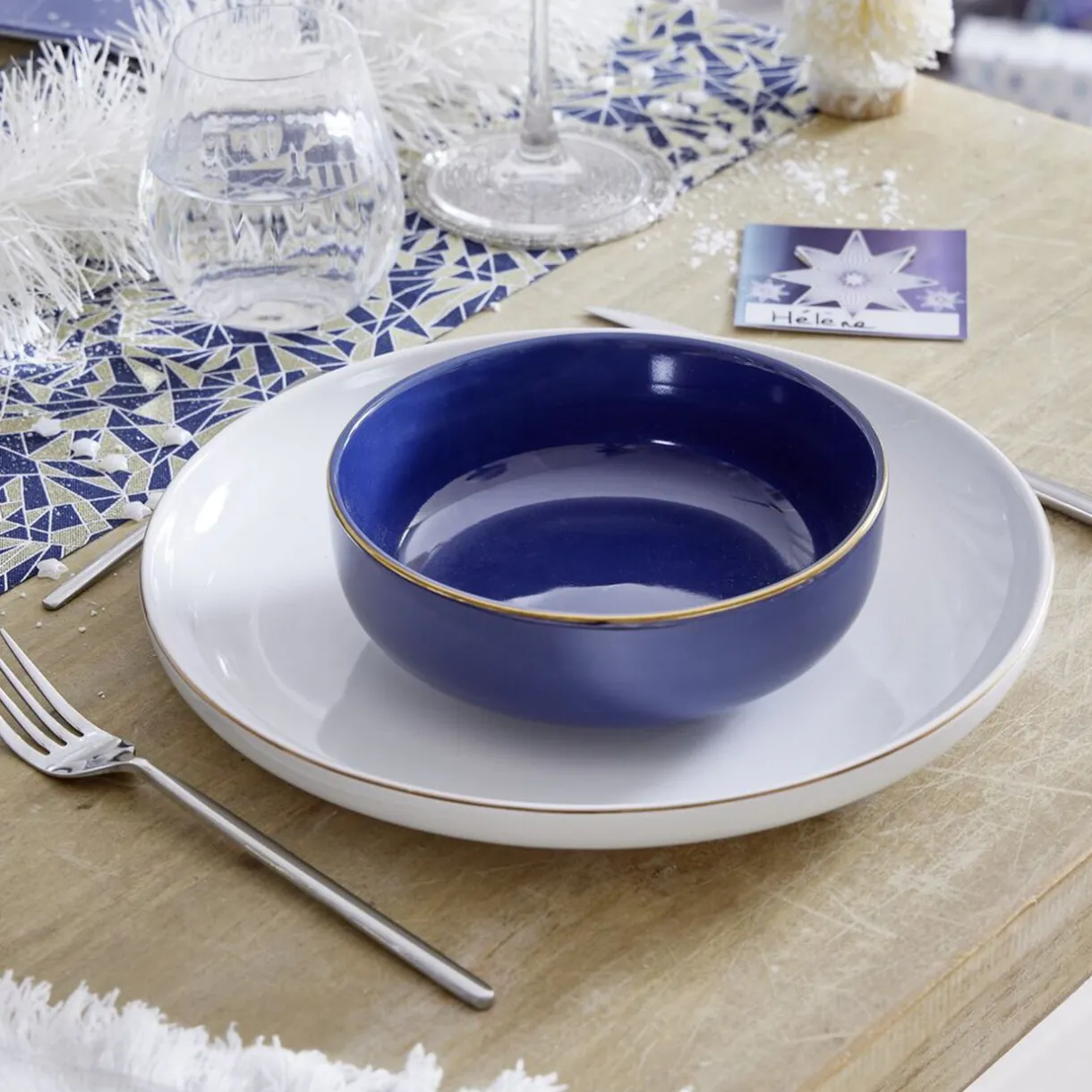 Assiette plate blanche bordure dorée Ø27cm^Gifi Sale