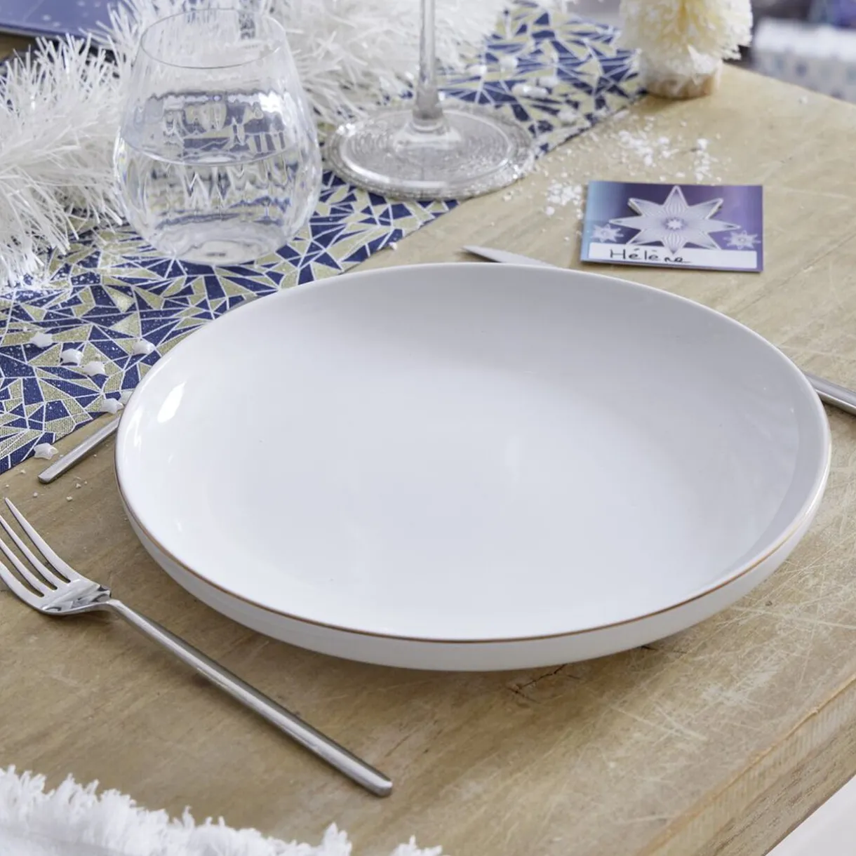 Assiette plate blanche bordure dorée Ø27cm^Gifi Sale